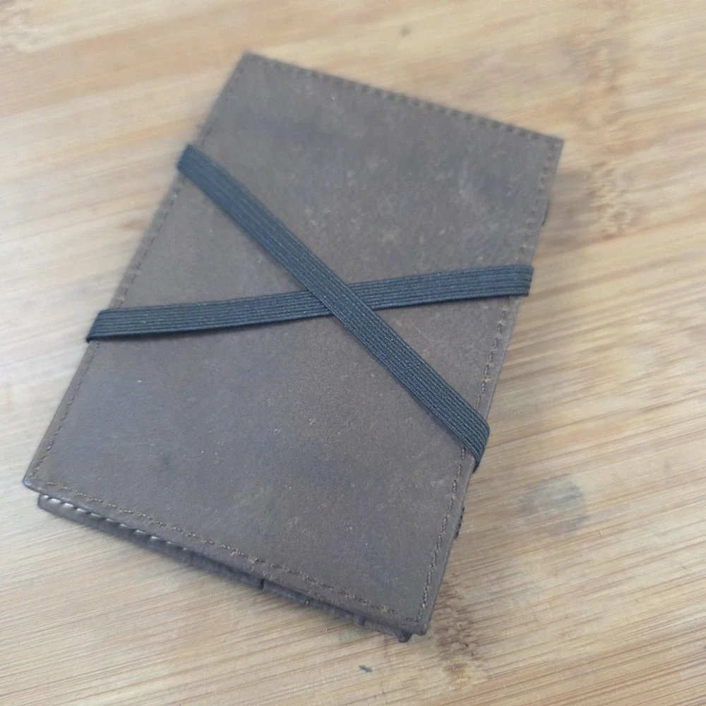 J Crew Wallet Mens One Size Brown Leather Slim Fold Card Case Logo Minimalist